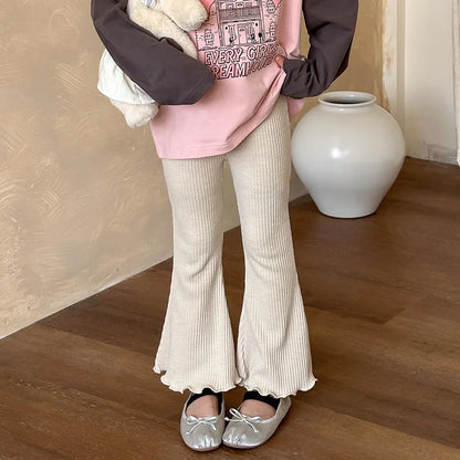 -キッズパンツ フリルフレアリブニットシンプルレギンスパンツ 5カラー - mamahalo shop - レギンスパンツ -  べビー服 - 子供服 - 男の子 - 女の子