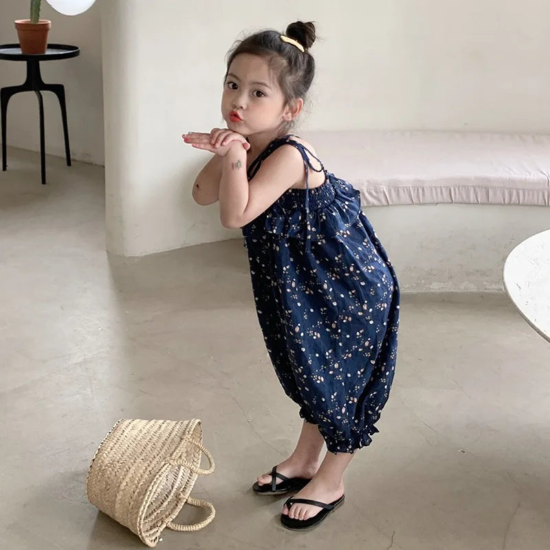 -キッズサロペット キャミソールバルーンジャンプスーツ ルーズ ネイビー【mh0005837】 - mamahalo shop - ノースリーブジャンプスーツ -  べビー服 - 子供服 - 男の子 - 女の子