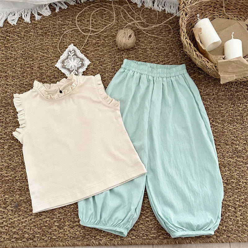 -キッズトップス スタンドフリルカラー ノースリーブトップス 4カラー【mh0006021】 - mamahalo shop - タンクトップ・キャミソール・ノースリーブトップス -  べビー服 - 子供服 - 男の子 - 女の子