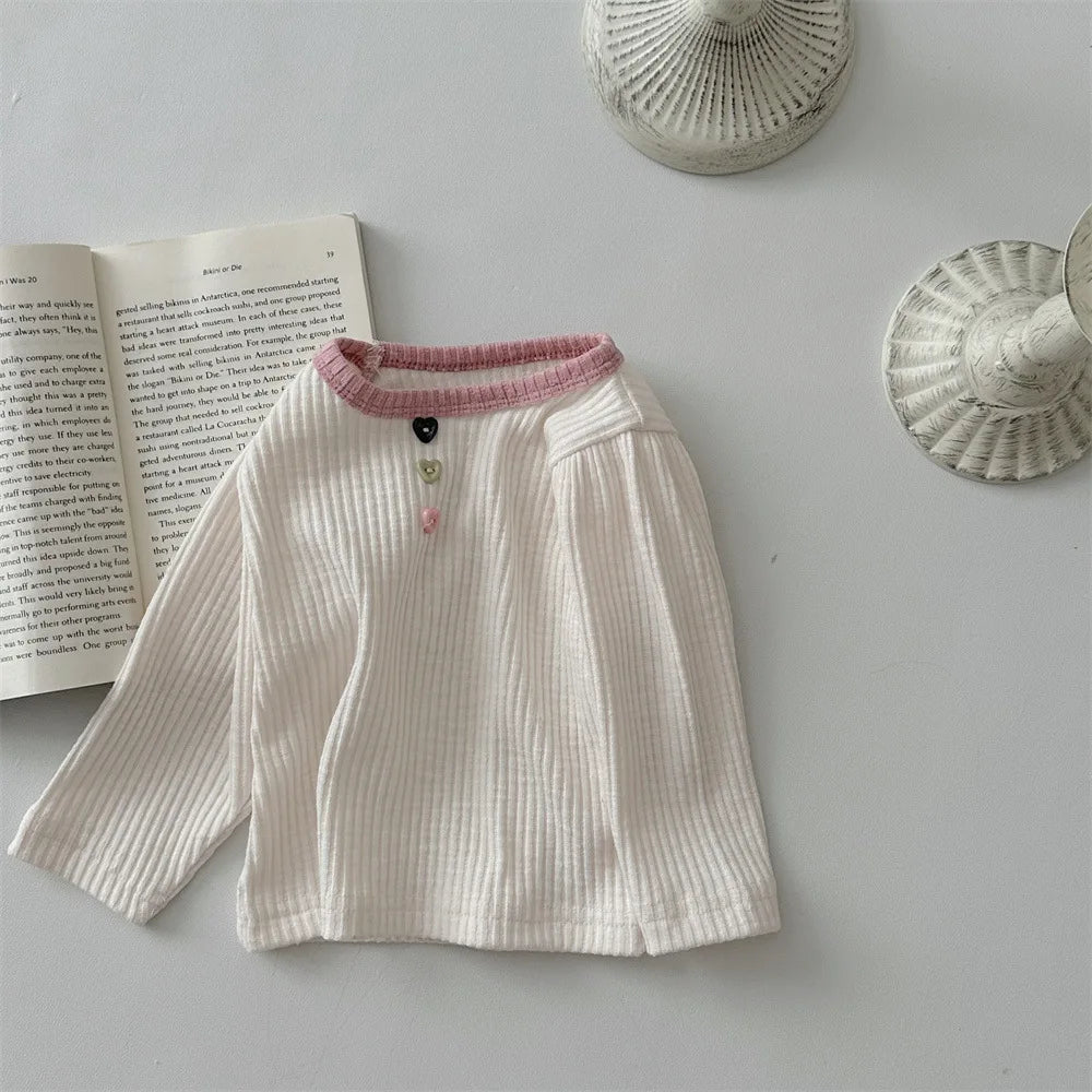 -ベビートップス 長袖Tシャツ シンプルベーシック バイカラー 2カラー【mh0006389】 - mamahalo shop - 長袖Tシャツ -  べビー服 - 子供服 - 男の子 - 女の子