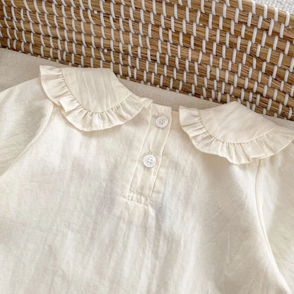 -ベビートップス 長袖ビッグ襟ブラウス きのこうさぎ刺繍【mh0006397】 - mamahalo shop - 長袖シャツ・ブラウス -  べビー服 - 子供服 - 男の子 - 女の子