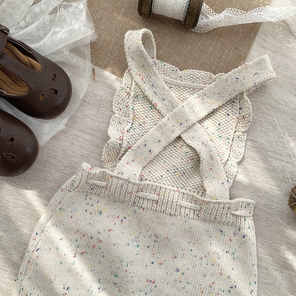 -ベビー ニット サスペンダー ロンパース オーバーオール - mamahalo shop - ノースリーブロンパース -  べビー服 - 子供服 - 男の子 - 女の子