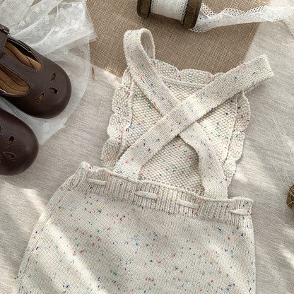 -ベビー ニット サスペンダー ロンパース オーバーオール - mamahalo shop - ノースリーブロンパース -  べビー服 - 子供服 - 男の子 - 女の子