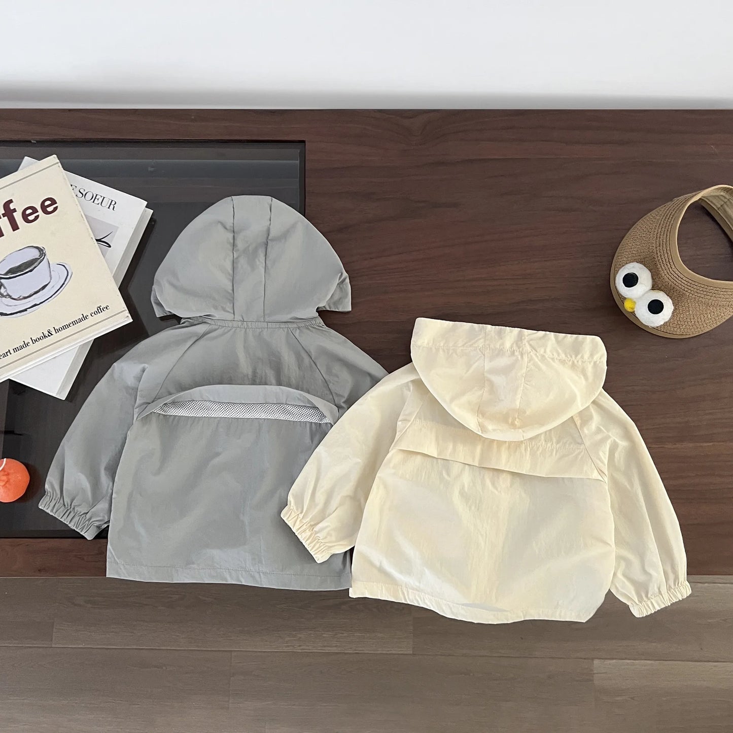 -ベビーキッズアウター フーディパーカージャケット フード付きウィンドブレーカー ジャンパー 2カラー - mamahalo shop - ショートコート・ジャケット・ジャンパー -  べビー服 - 子供服 - 男の子 - 女の子