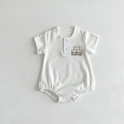 -ベビーロンパース 半袖ボディスーツ ベアくまワンポイント 2カラー【mh0004600】 - mamahalo shop - 半袖ロンパース -  べビー服 - 子供服 - 男の子 - 女の子