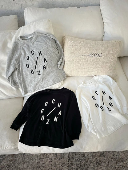 -キッズトップス レターロゴプリント長袖Tシャツ 3カラー - mamahalo shop - 長袖Tシャツ -  べビー服 - 子供服 - 男の子 - 女の子