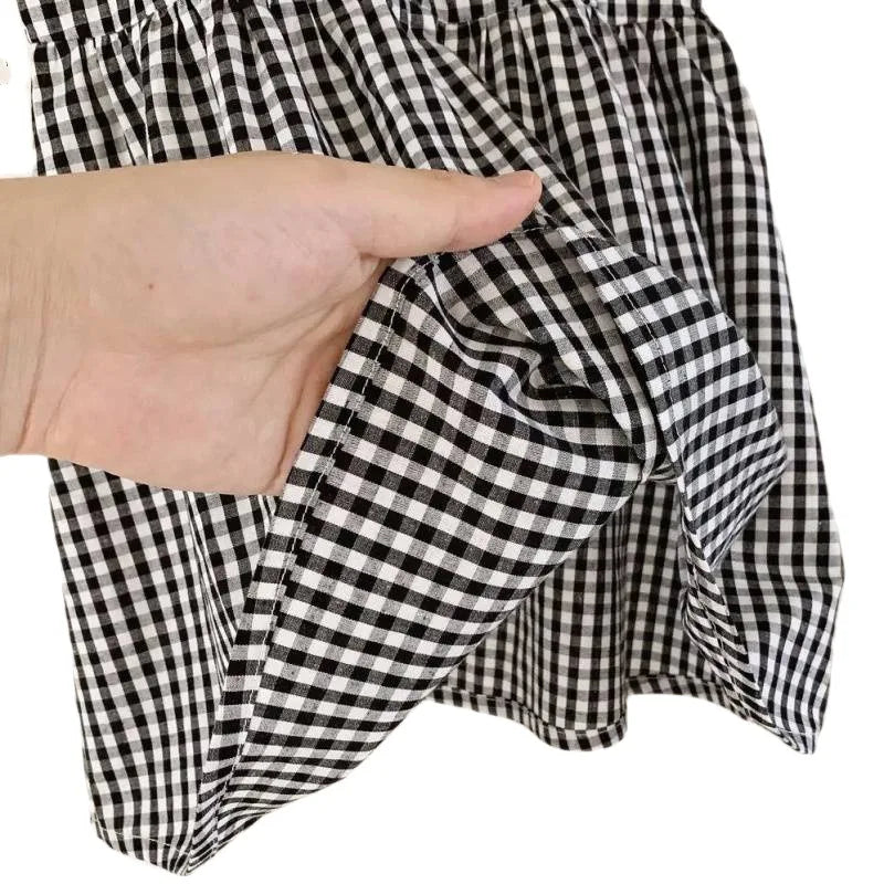 -キッズワンピース チェック レース ノースリーブワンピース【mh0005972】 - mamahalo shop - ノースリーブワンピース -  べビー服 - 子供服 - 男の子 - 女の子