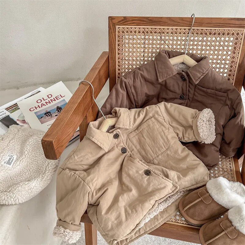 -キッズ 裏ボアフリース ジャケット コート アウター - mamahalo shop - ショートコート・ジャケット・ジャンパー -  べビー服 - 子供服 - 男の子 - 女の子