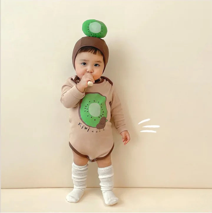 -ベビーロンパース 帽子セット キウイ 長袖ボディスーツ コスチューム【mh0004644】 - mamahalo shop - 長袖ロンパース -  べビー服 - 子供服 - 男の子 - 女の子