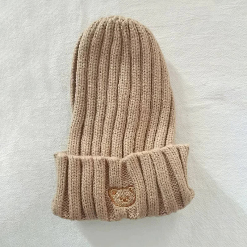 -ベビー キッズ くま ベア 刺繍 ニットキャップ ニット帽 帽子【mh0000126】 - mamahalo shop - ベビー用帽子 -  べビー服 - 子供服 - 男の子 - 女の子