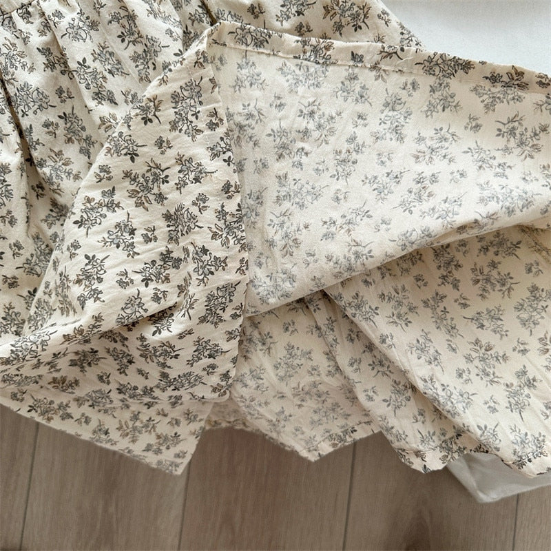 -キッズ レース ビッグカラー フラワー 花柄 長袖 ワンピース ガールズ - mamahalo shop - 長袖ワンピース -  べビー服 - 子供服 - 男の子 - 女の子