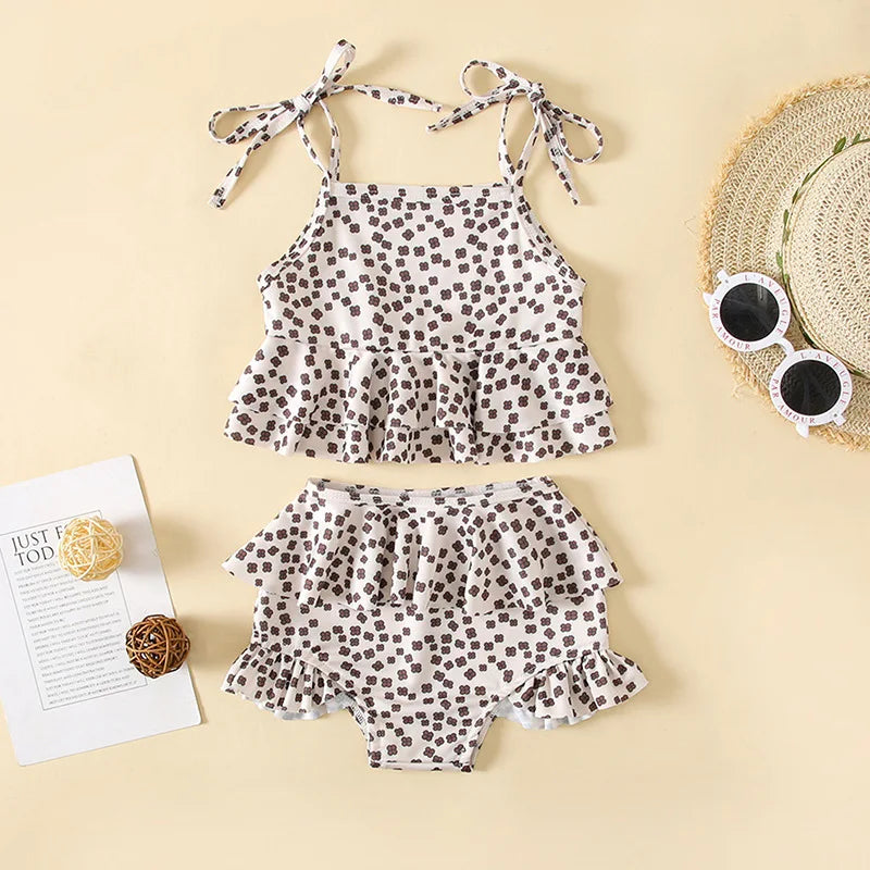 -ベビー水着 ワンピース/セパレート ビキニ フリル フラワー小花柄プリント スイムウェア 2カラー【mh0005115】 - mamahalo shop - ベビー用水着 -  べビー服 - 子供服 - 男の子 - 女の子