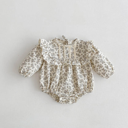 -ベビーロンパース 長袖フリルボディスーツ フラワー花柄プリント レース【mh0004930】 - mamahalo shop - 長袖ロンパース -  べビー服 - 子供服 - 男の子 - 女の子