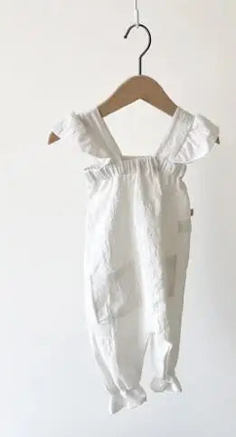 -ベビージャンプスーツ フリルノースリーブつなぎ サロペット 無地/フラワー花柄プリント【mh0006063】 - mamahalo shop - ノースリーブジャンプスーツ -  べビー服 - 子供服 - 男の子 - 女の子