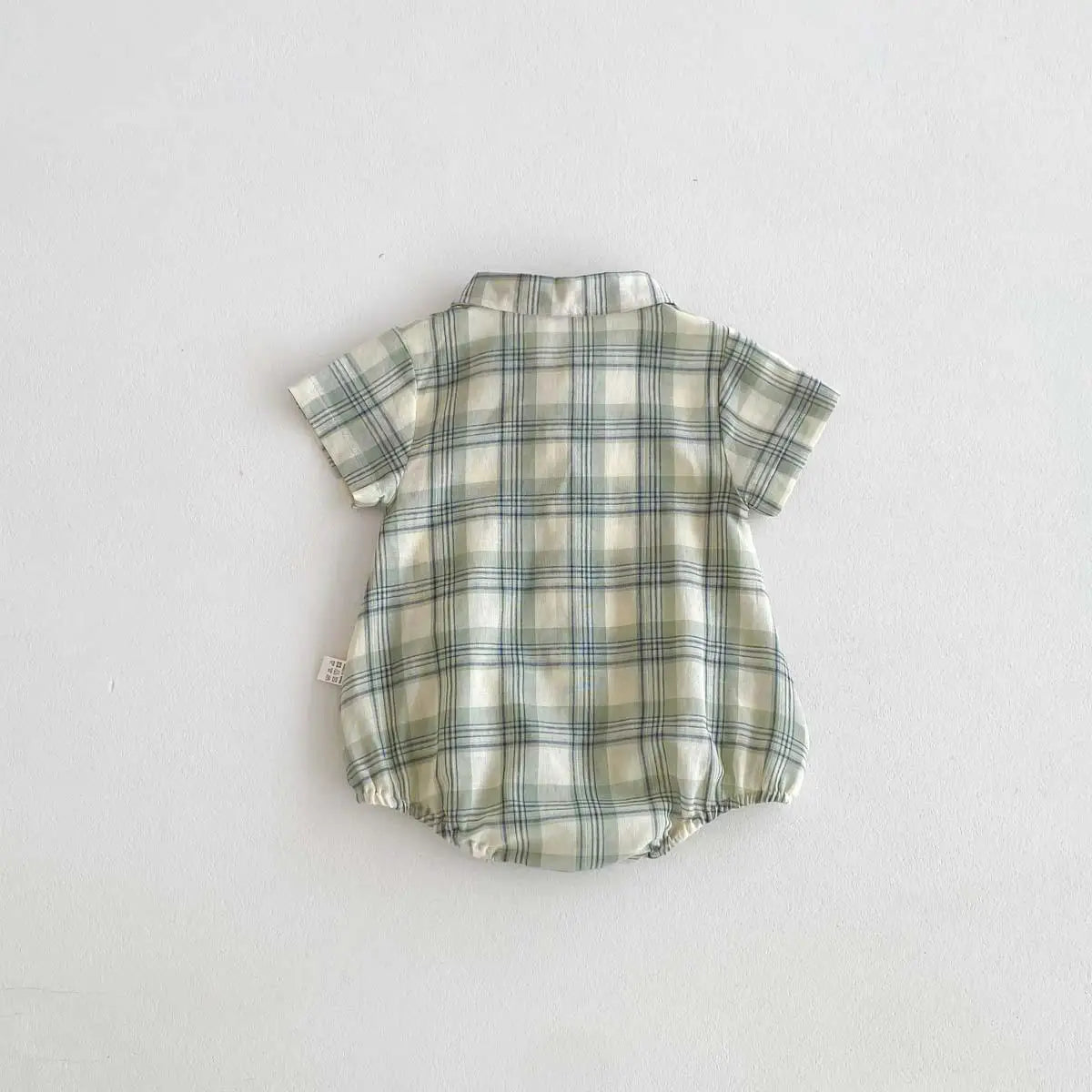 -ベビーロンパース 半袖シャツボディスーツ レトロチェック【mh0006271】 - mamahalo shop - 半袖ロンパース -  べビー服 - 子供服 - 男の子 - 女の子