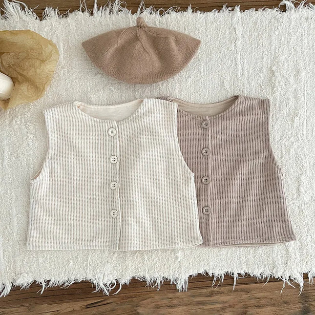 ☺︎ ベビートップス 前あきベスト シンプルベーシック 2カラー - mamahalo shop - ベスト -  べビー服 - 子供服 - 男の子 - 女の子