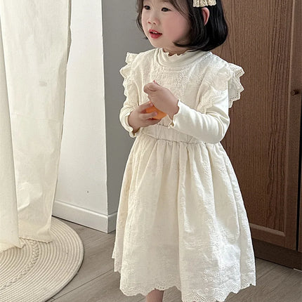 キッズワンピース ノースリーブドレス レースフリル ベージュ - mamahalo shop - ノースリーブワンピース - ベビー服 - 子供服 - 男の子 - 女の子