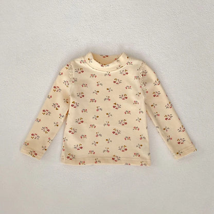 -ベビーキッズトップス フラワー小花柄プリントハイネック長袖Tシャツ 2カラー【mh0007032】 - mamahalo shop - 長袖Tシャツ -  べビー服 - 子供服 - 男の子 - 女の子
