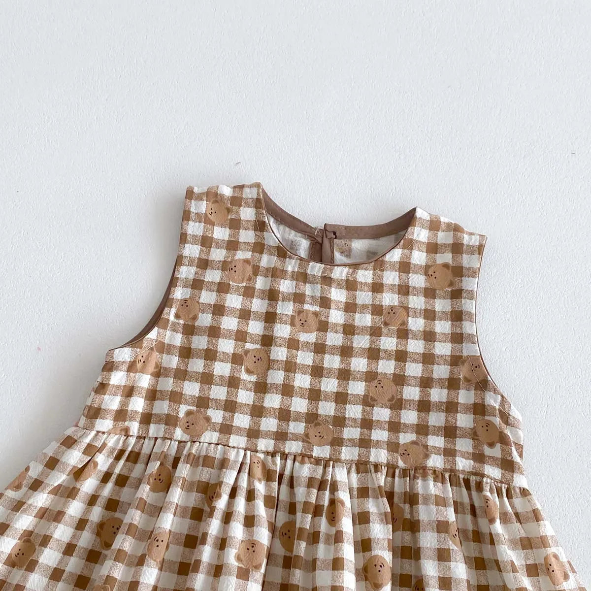 -ベビーセットアップ 2点セット/ワンピース 半袖Tシャツ+ショートパンツ/ノースリーブワンピース ベアくまチェック リンクコーデ 兄弟姉妹 お揃いコーデ【mh0006269】 - mamahalo shop - 半袖セットアップ -  べビー服 - 子供服 - 男の子 - 女の子