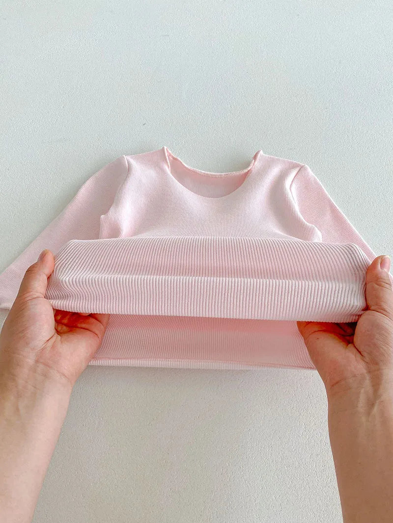 -ベビートップス シンプルベーシックシームレス長袖Tシャツ パステル5カラー【mh0006913】 - mamahalo shop - 長袖Tシャツ -  べビー服 - 子供服 - 男の子 - 女の子