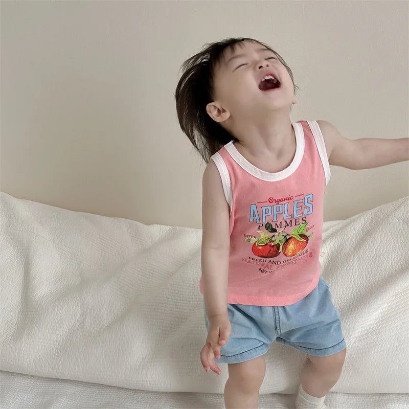 -ベビートップス/パンツ タンクトップ/デニムショートパンツ【mh0006276】 - mamahalo shop - ノースリーブセットアップ -  べビー服 - 子供服 - 男の子 - 女の子