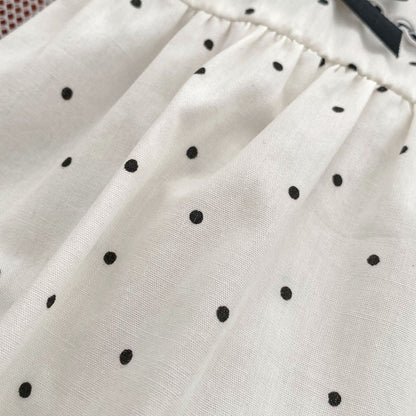 -ベビー 水玉 ドット リボン 丸襟 半袖 ロンパース ガールズ 5706A - mamahalo shop - 半袖ロンパース -  べビー服 - 子供服 - 男の子 - 女の子