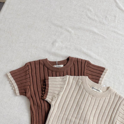 -ベビー サマーニット セットアップ 半袖 Tシャツ ショートパンツ ボーイズ - mamahalo shop - 半袖セットアップ -  べビー服 - 子供服 - 男の子 - 女の子