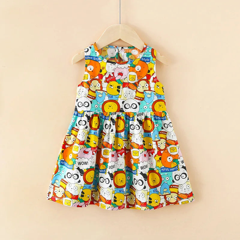 -キッズワンピース ノースリーブプリントワンピース アニマル/幾何学/フラワープリント【mh0005973】 - mamahalo shop - ノースリーブワンピース -  べビー服 - 子供服 - 男の子 - 女の子