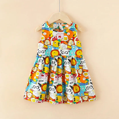 -キッズワンピース ノースリーブプリントワンピース アニマル/幾何学/フラワープリント【mh0005973】 - mamahalo shop - ノースリーブワンピース -  べビー服 - 子供服 - 男の子 - 女の子