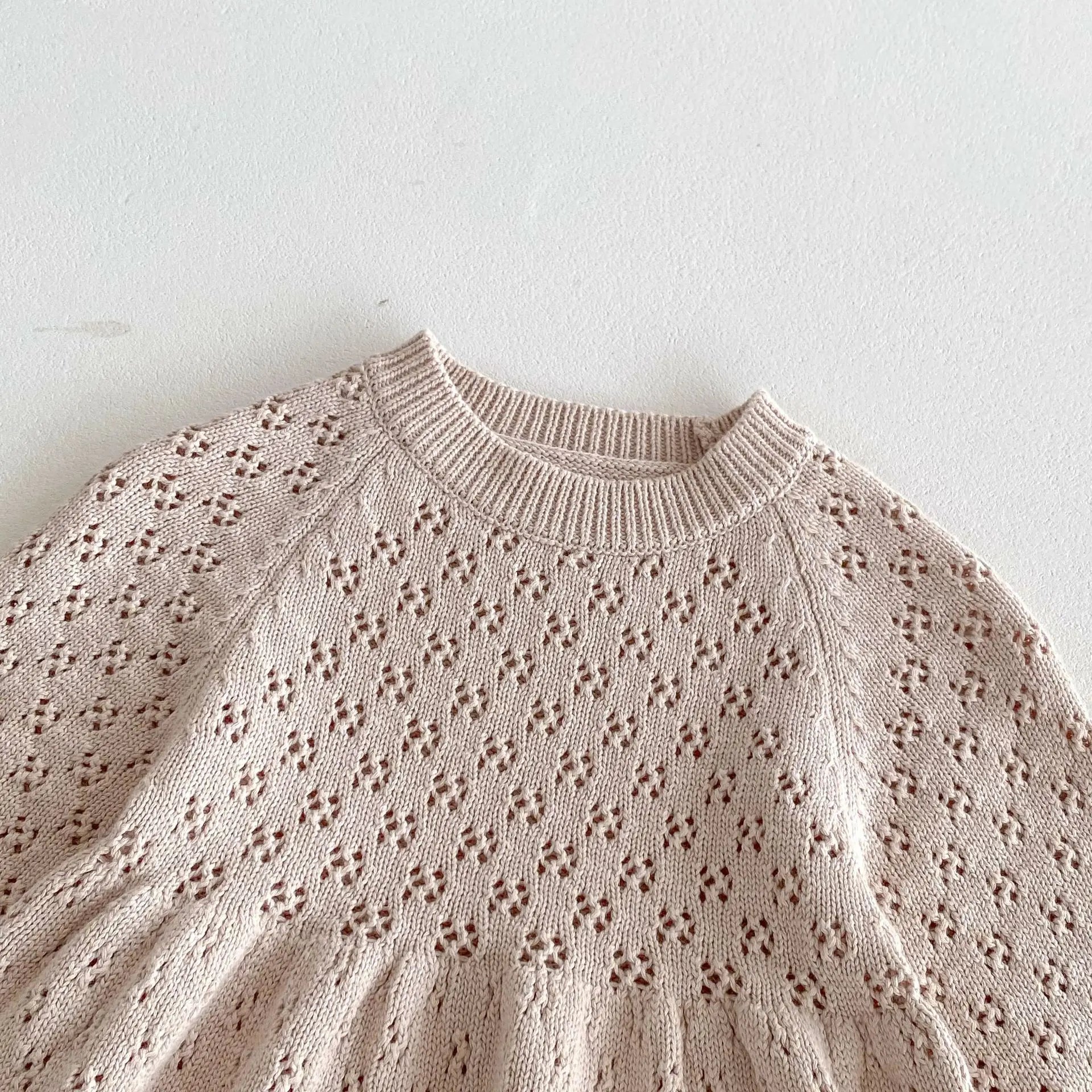 -キッズワンピース レースニットワンピース カーキ【mh0006631】 - mamahalo shop - 長袖ワンピース -  べビー服 - 子供服 - 男の子 - 女の子