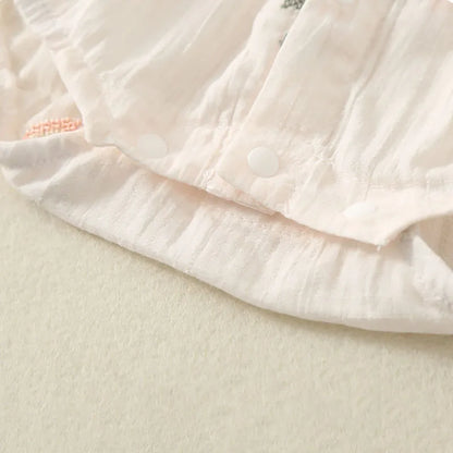 -ベビーロンパース 半袖フリルスリーブボディスーツ ナチュラルフラワープリント ピンク【mh0005769】 - mamahalo shop - 半袖ロンパース -  べビー服 - 子供服 - 男の子 - 女の子