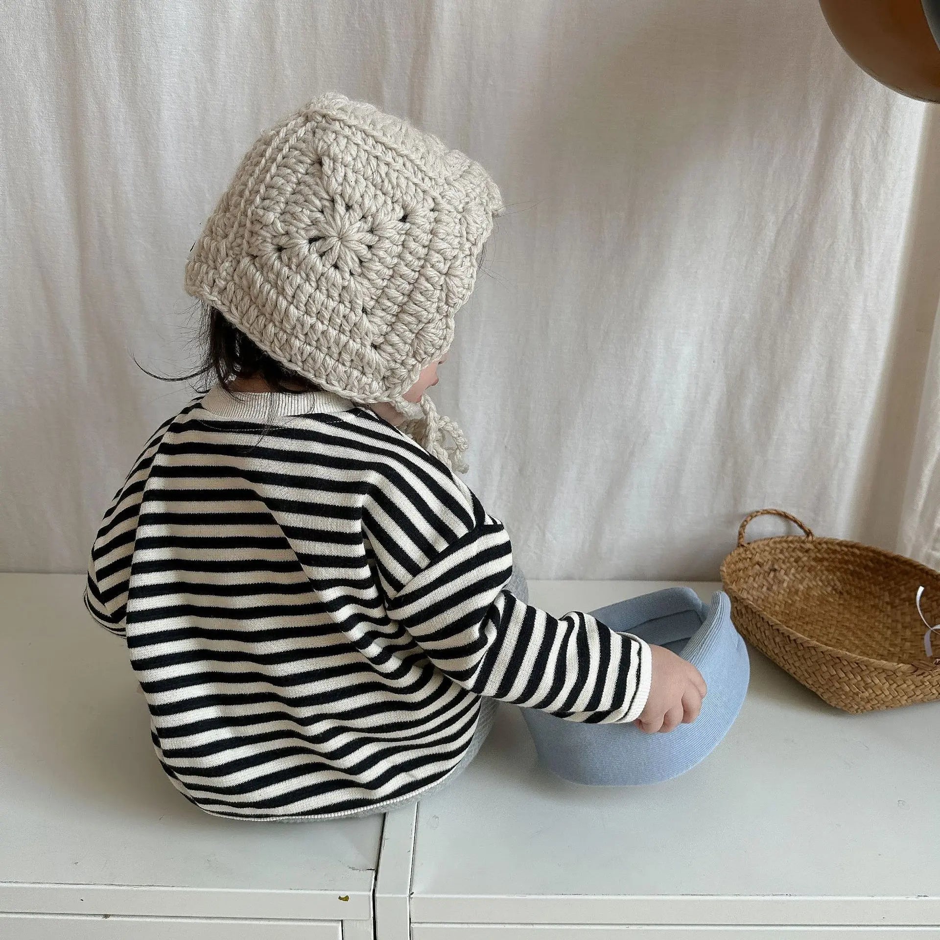 -ベビーキッズトップス 長袖ボーダーTシャツ リブレギンスパンツ - mamahalo shop - 長袖Tシャツ -  べビー服 - 子供服 - 男の子 - 女の子