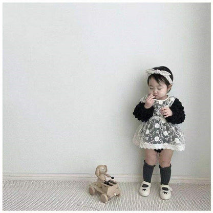 -ベビー レース 刺繍 オーバー エプロン ドレス ワンピース ガールズ【mh0002434】 - mamahalo shop - ノースリーブワンピース -  べビー服 - 子供服 - 男の子 - 女の子