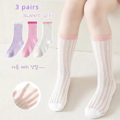 -キッズソックス 靴下3足セット メッシュ カラフル サマーソックス【mh0005681】 - mamahalo shop - ベビー用靴下・タイツ -  べビー服 - 子供服 - 男の子 - 女の子