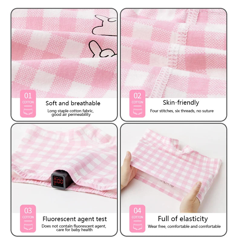 -キッズショーツ 女の子下着 ガールズパンツ アンダーウェア 4枚セット ピンクうさぎ ボクサーブリーフ【mh0005805】 - mamahalo shop - 幼児用下着 -  べビー服 - 子供服 - 男の子 - 女の子