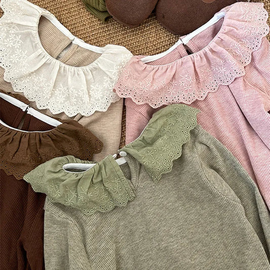 -キッズ レースカラー カットソー ニット セーター 4カラー ガールズ 女の子 子供服 - mamahalo shop - ニット・セーター -  べビー服 - 子供服 - 男の子 - 女の子