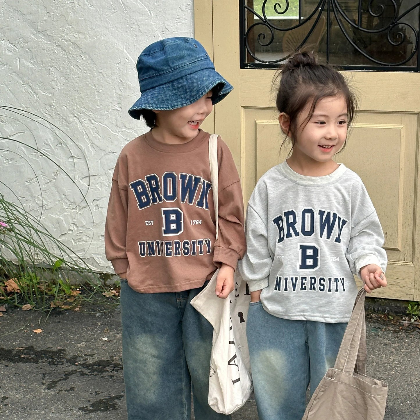 -キッズトップス 長袖アメカジプリントTシャツ レターロゴ2カラー - mamahalo shop - 長袖Tシャツ -  べビー服 - 子供服 - 男の子 - 女の子