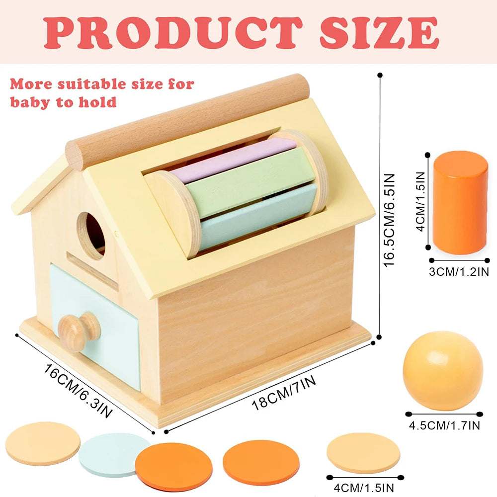 -モンテッソーリ ウッドトイ 木製おもちゃ コインボール ビジーボックス ドラム カラーシェイプ認識 教育用センサリートイ 知育玩具【mh0005821】 - mamahalo shop - Toy (おもちゃ・木製玩具）etc. -  べビー服 - 子供服 - 男の子 - 女の子