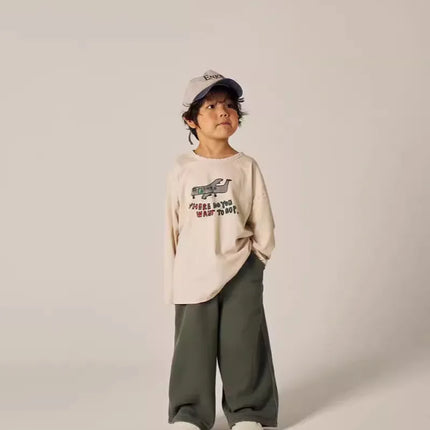 キッズトップス 飛行機プリント長袖Tシャツ - mamahalo shop - 長袖Tシャツ -  べビー服 - 子供服 - 男の子 - 女の子