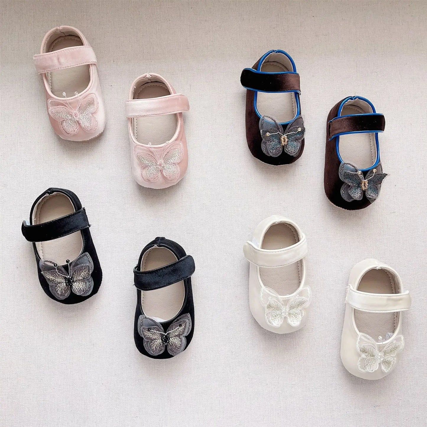 -ベビーシューズ ストラップバタフライバレエシューズ ファーストシューズ 靴 - mamahalo shop - ベビー用靴 -  べビー服 - 子供服 - 男の子 - 女の子