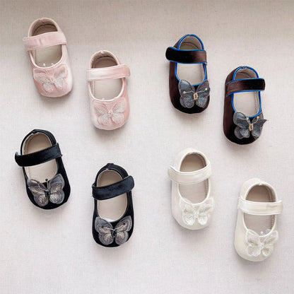 -ベビーシューズ ストラップバタフライバレエシューズ ファーストシューズ 靴 - mamahalo shop - ベビー用靴 -  べビー服 - 子供服 - 男の子 - 女の子