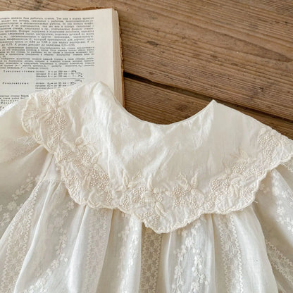 -☺︎ ベビーロンパース 長袖ビッグ襟ボディスーツ ベージュ - mamahalo shop - 長袖ロンパース -  べビー服 - 子供服 - 男の子 - 女の子