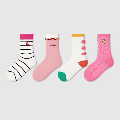 -キッズソックス 靴下4足セット ワッペンワンポイント ボーダー【mh0004066】 - mamahalo shop - ベビー用靴下・タイツ -  べビー服 - 子供服 - 男の子 - 女の子