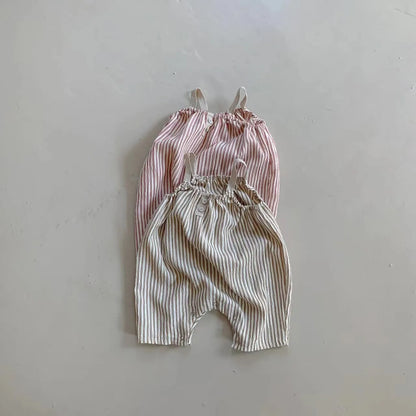 -ベビーサロペット サスペンダーパンツ キャミソールジャンプスーツ ストライプ 2カラー【mh0004853】 - mamahalo shop - サロペットパンツ・サスペンダーパンツ -  べビー服 - 子供服 - 男の子 - 女の子