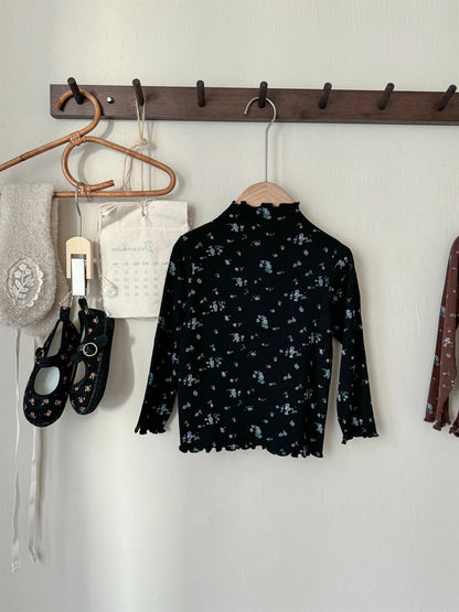 -キッズトップス フリルボトルネックフラワープリント長袖Tシャツ 5カラー【mh0007159】 - mamahalo shop - 長袖Tシャツ -  べビー服 - 子供服 - 男の子 - 女の子