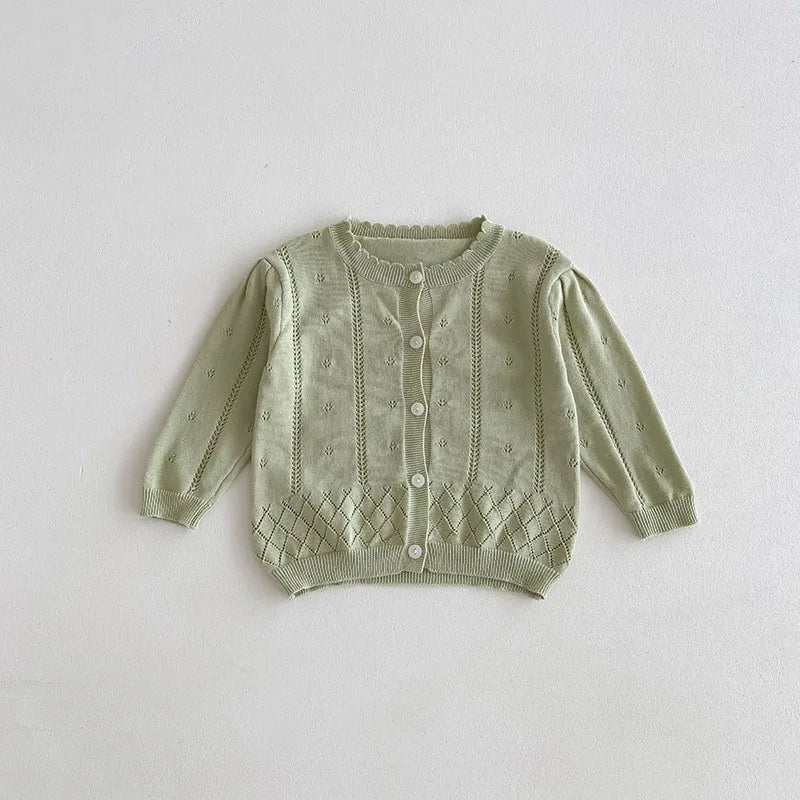 -キッズカーディガン レースニットジャケット サマーカーディガン 薄手 クーラー冷房対策 3カラー【mh0005498】 - mamahalo shop - カーディガン・パーカー -  べビー服 - 子供服 - 男の子 - 女の子