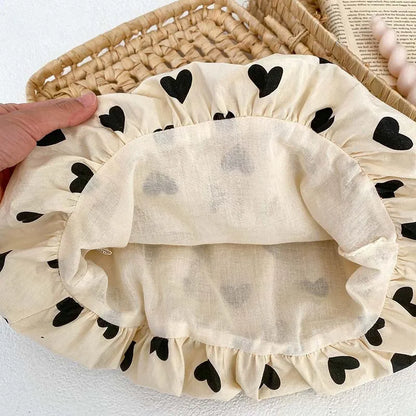 -ベビーセットアップ 2点セット リボンキャミソールバルーンチュニック+バルーンショートパンツ ハートプリント【mh0006333】 - mamahalo shop - ノースリーブセットアップ -  べビー服 - 子供服 - 男の子 - 女の子