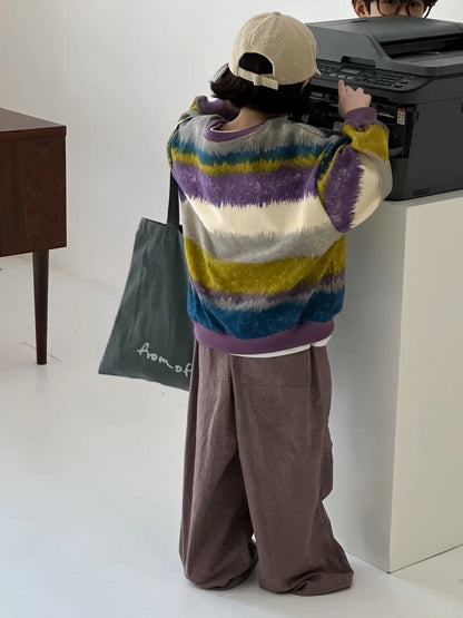 -キッズトップス カラフルボーダー長袖Tシャツ 2カラー【mh0007130】 - mamahalo shop - 長袖Tシャツ -  べビー服 - 子供服 - 男の子 - 女の子