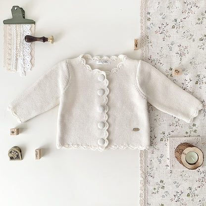 -ベビー キッズ くるみボタン ニット カーディガン ジャケット ガールズ - mamahalo shop - カーディガン・パーカー -  べビー服 - 子供服 - 男の子 - 女の子