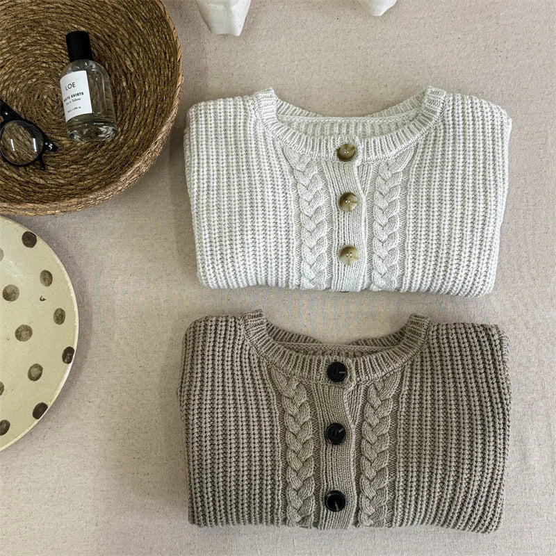 -キッズカーディガン ニット ルーズジャケット 2カラー - mamahalo shop - カーディガン・パーカー -  べビー服 - 子供服 - 男の子 - 女の子